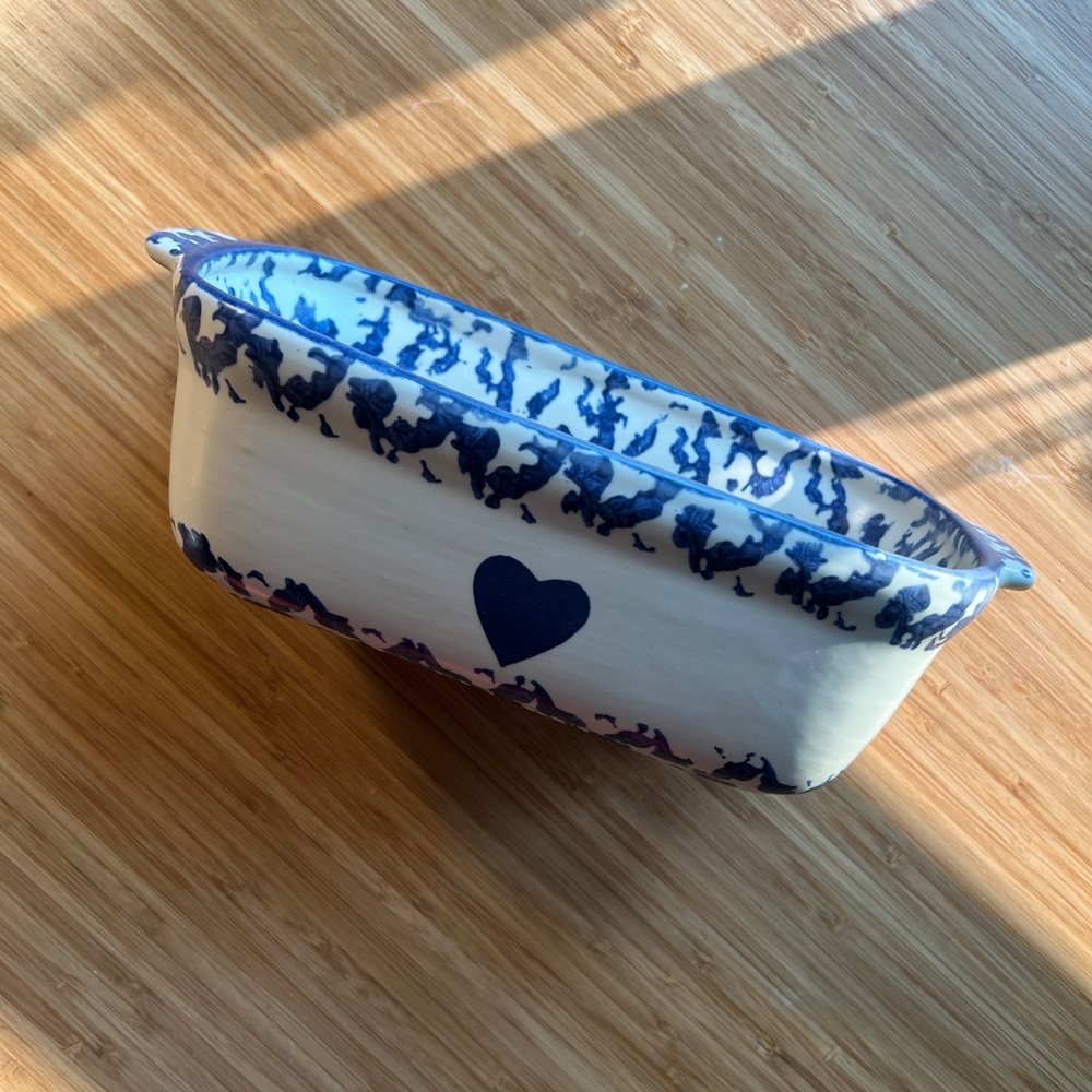 Blue and White Heart Patterned Dish